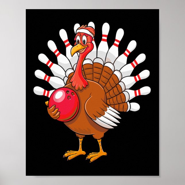 Thanksgiving Turkey Bowling Pin Matching Team  Poster (Front)