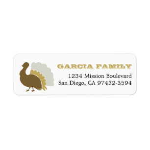 Thanksgiving turkey brown return or mailing label