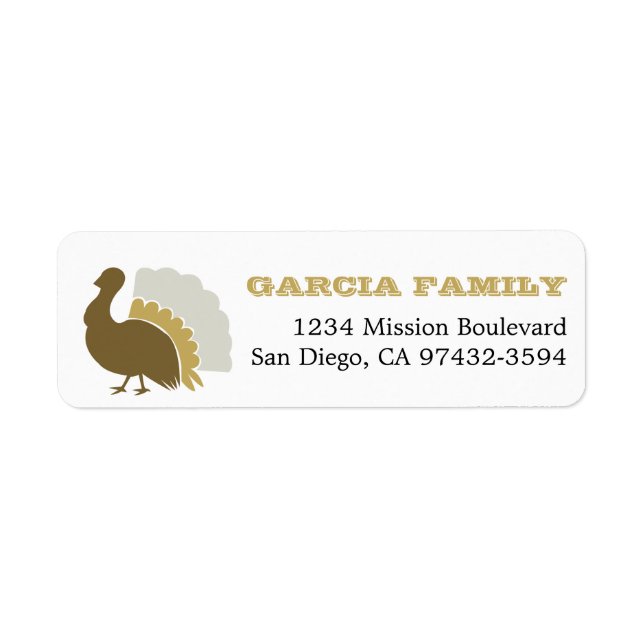 Thanksgiving turkey brown return or mailing label (Front)