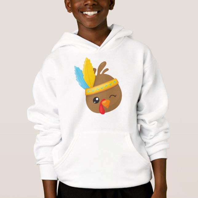 Thanksgiving Turkey, Brown Turkey, Feathers Hoodie (Front)
