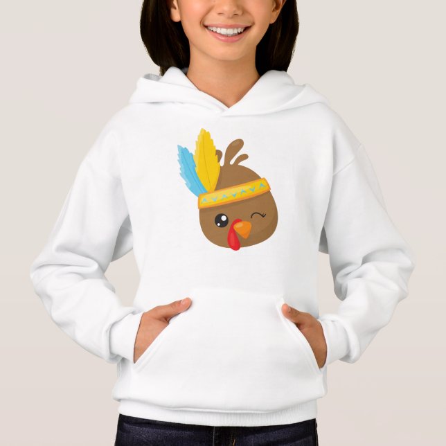 Thanksgiving Turkey, Brown Turkey, Feathers Hoodie (Front)