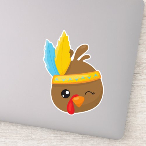 Thanksgiving Turkey Brown Turkey Feathers Sticker