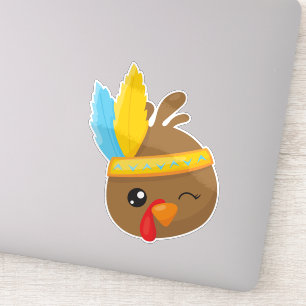 Thanksgiving Turkey, Brown Turkey, Feathers Sticker