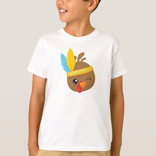 Thanksgiving Turkey Brown Turkey Feathers T_Shirt