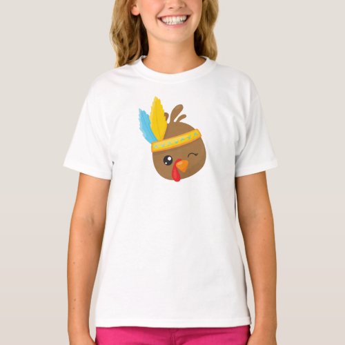 Thanksgiving Turkey Brown Turkey Feathers T_Shirt