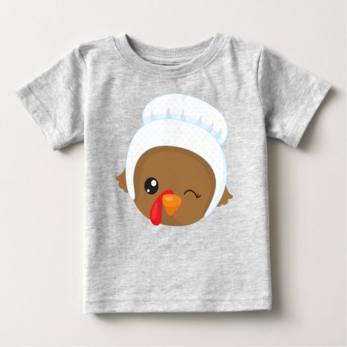 Thanksgiving Turkey Brown Turkey Pilgrim Bonnet Baby T_Shirt