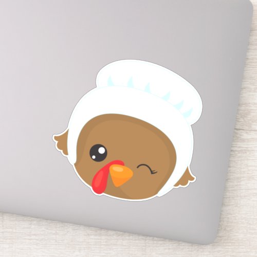 Thanksgiving Turkey Brown Turkey Pilgrim Bonnet Sticker