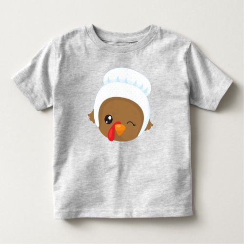 Thanksgiving Turkey Brown Turkey Pilgrim Bonnet Toddler T_shirt