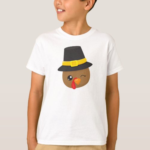 Thanksgiving Turkey Brown Turkey Pilgrim Hat T_Shirt