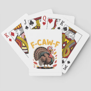Thanksgiving Turkey Cawing F-Caw-F Funny Crow Poker Cards