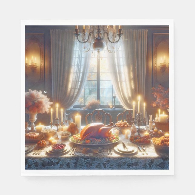 Thanksgiving Turkey Centerpiece Napkins (Front)