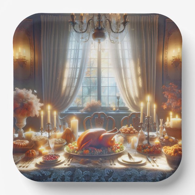 Thanksgiving Turkey Centerpiece Paper Plates (Front)