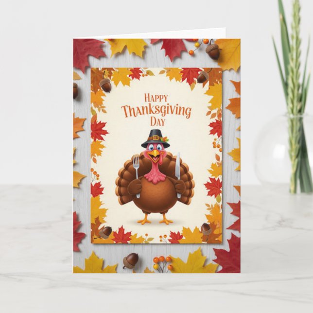 Thanksgiving Turkey Cheer — Festive Holiday Card (Front)