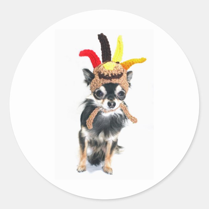 Thanksgiving Turkey Chihuahua Round Sticker