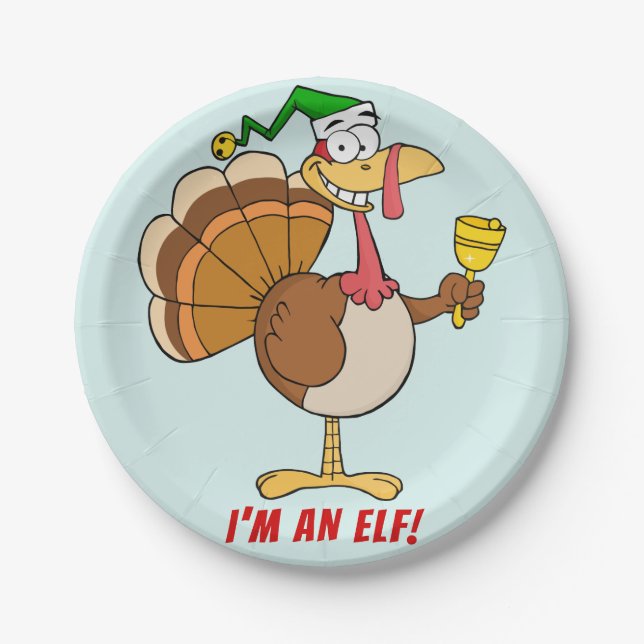 Thanksgiving Turkey Christmas Disguise Cartoon Paper Plates (Front)