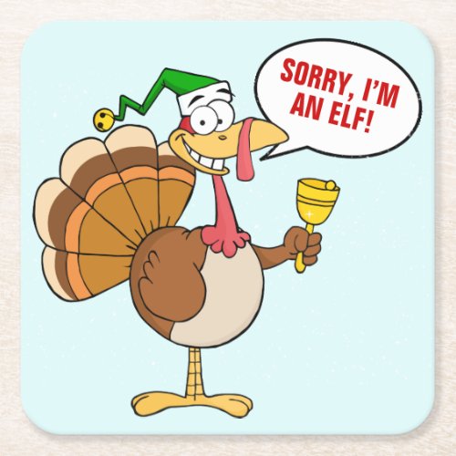 Thanksgiving Turkey Christmas Disguise Cartoon Square Paper Coaster