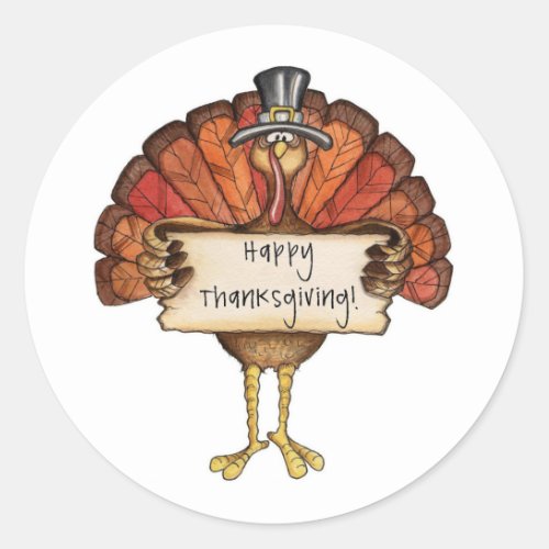 Thanksgiving Turkey Classic Round Sticker