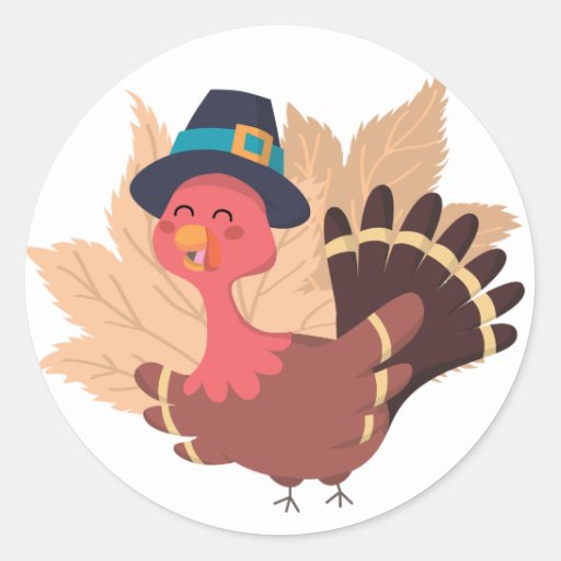 Thanksgiving Turkey Classic Round Sticker | Zazzle