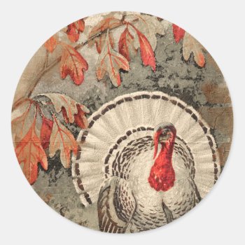 Thanksgiving Turkey Classic Round Sticker by MarceeJean at Zazzle