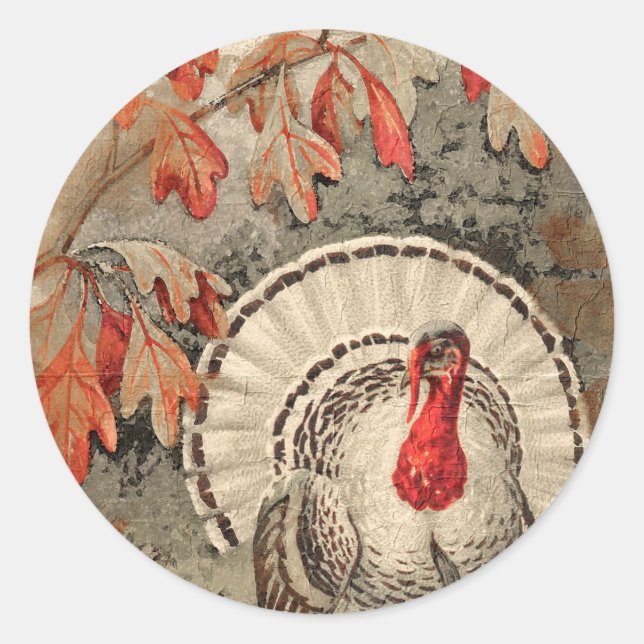 Thanksgiving Turkey Classic Round Sticker (Front)