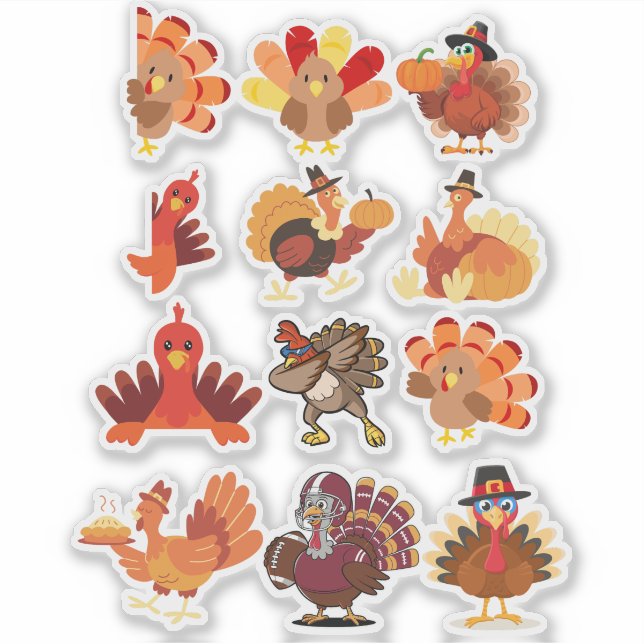Thanksgiving Turkey Collage Sticker (Front)