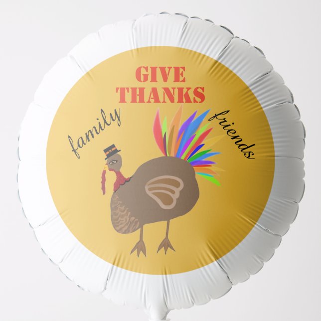 Thanksgiving Turkey Colorful Feathers Balloon (Front)