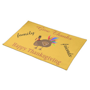 Thanksgiving Turkey Colorful Feathers Placemat