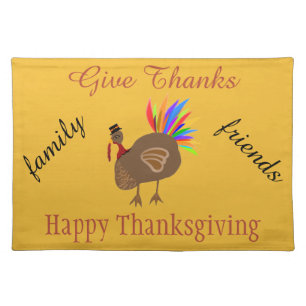 Thanksgiving Turkey Colorful Feathers Placemat