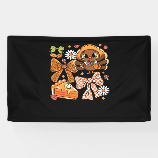 Thanksgiving Turkey Coquette Classic T-Shirt Banner (Horizontal)