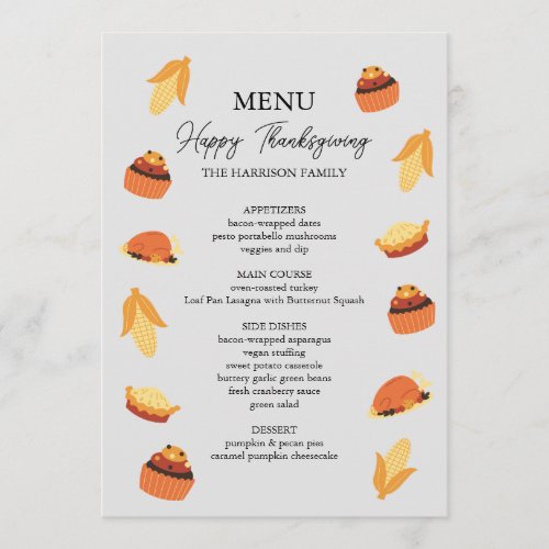 Thanksgiving Turkey Corn Cupcake Pie Dinner Menu