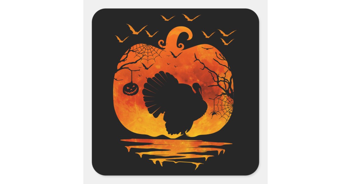 THANKSGIVING TURKEY COSTUME PUMPKIN FALL SEASON SQUARE STICKER | Zazzle