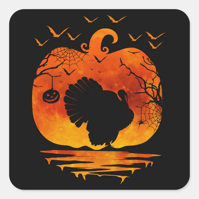 THANKSGIVING TURKEY COSTUME PUMPKIN FALL SEASON SQUARE STICKER | Zazzle