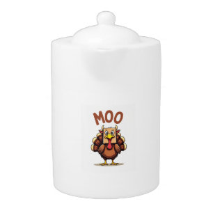 Thanksgiving Turkey cow moo Funny Men Women Thanks Teapot