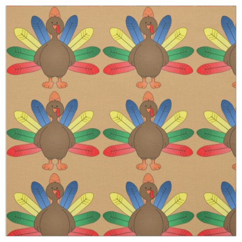 Thanksgiving Turkey Cute Cartoon Colorful Fabric