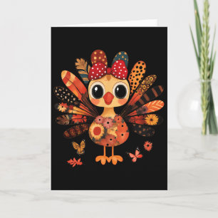 Thanksgiving Turkey Cute Coquette Bow Girl Kid Wom Card