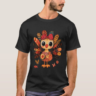 Thanksgiving Turkey Cute Coquette Bow Girl Kid Wom T-Shirt
