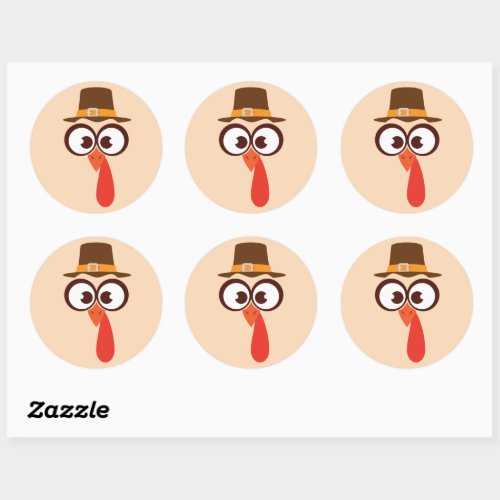 Thanksgiving Turkey Cute Funny Silly Face Cartoon Classic Round Sticker