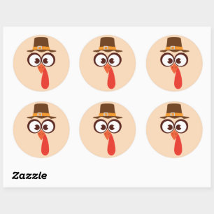 Thanksgiving Turkey Cute Funny Silly Face Cartoon Classic Round Sticker