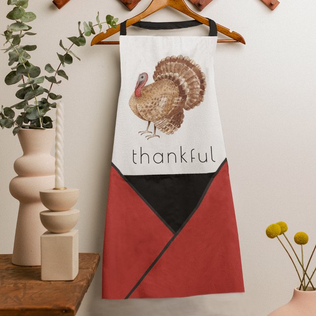 Thanksgiving Turkey Cute Geometric Color Block Apron (Creator Uploaded)