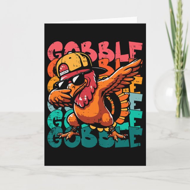 Thanksgiving Turkey Dab Gobble Funny Toddler Boys  Card (Front)
