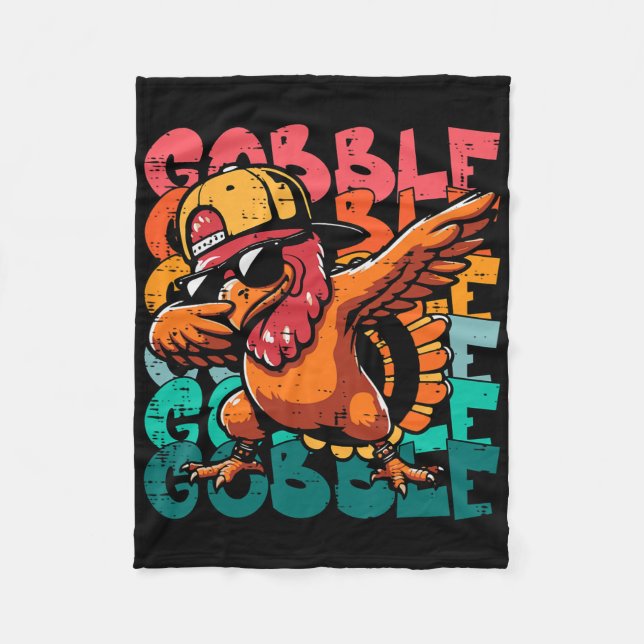 Thanksgiving Turkey Dab Gobble Funny Toddler Boys  Fleece Blanket (Front)