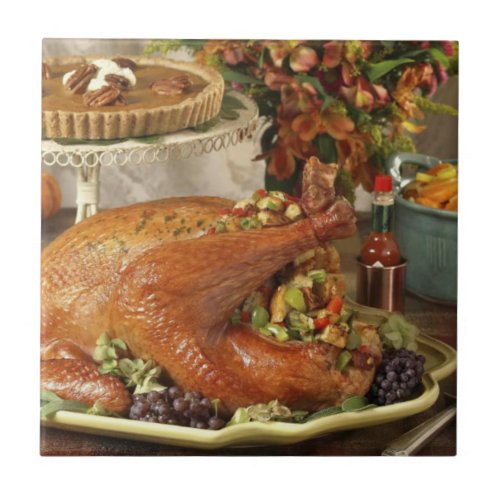 Thanksgiving turkey dinner ceramic tile