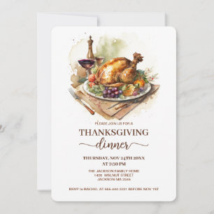 Thanksgiving Turkey Dinner Fall Gratitude Party  Invitation
