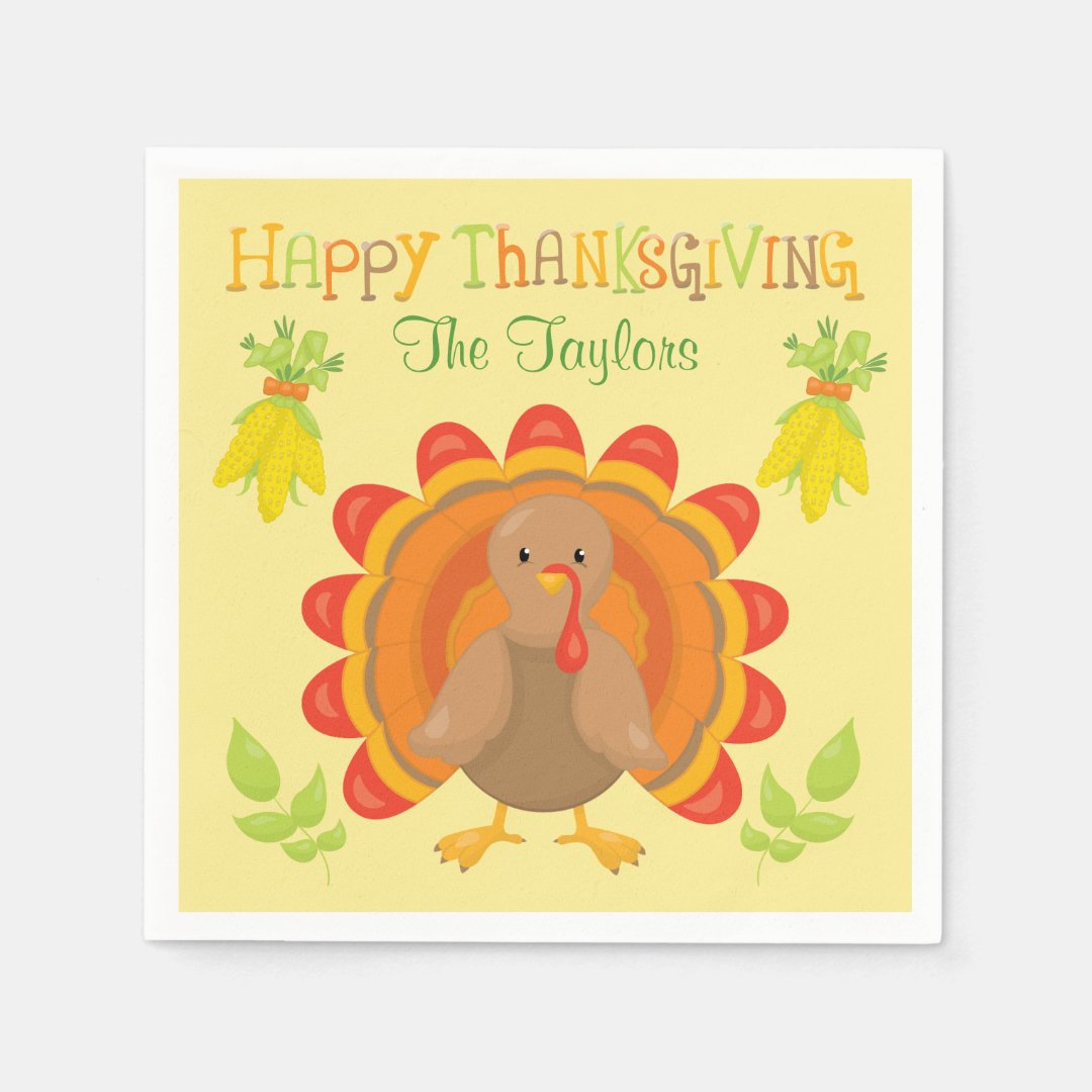 Thanksgiving Turkey Dinner Napkins 