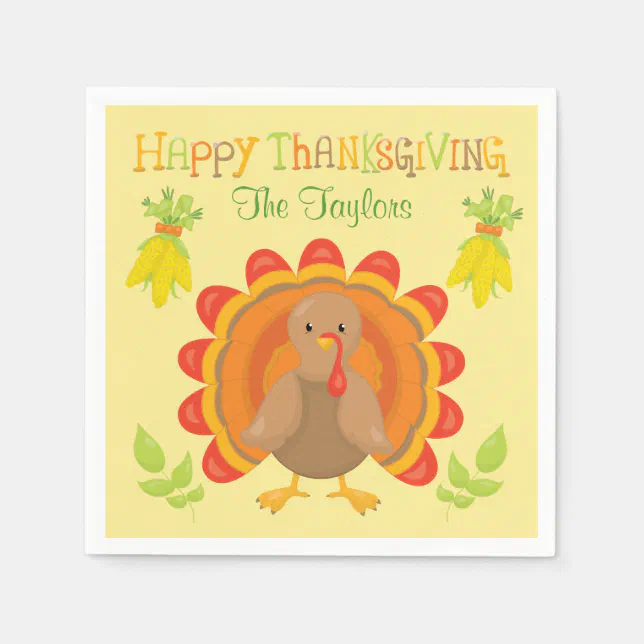 Thanksgiving Turkey Dinner Napkins | Zazzle