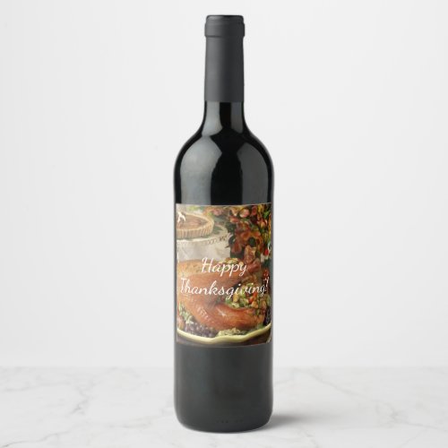 Thanksgiving turkey dinner wine label