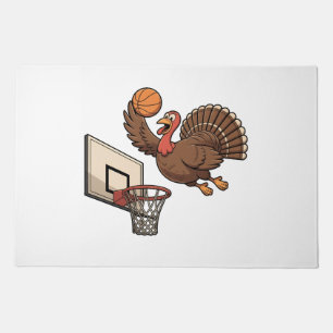 Thanksgiving Turkey Dunking Basketball Funny Doormat