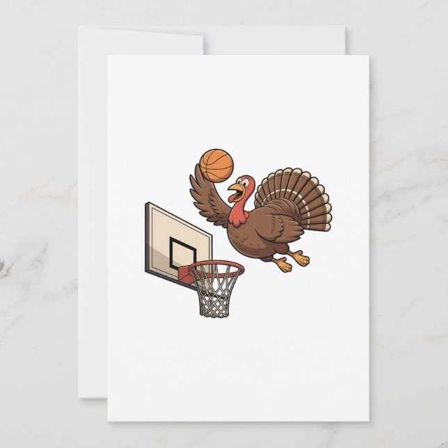Thanksgiving Turkey Dunking Basketball Funny Note Card (Front)