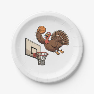 Thanksgiving Turkey Dunking Basketball Funny Paper Plates