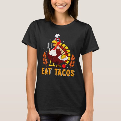 Thanksgiving Turkey Eat Tacos  Boys Kids Turkey T_Shirt